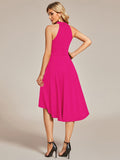 Halterneck Fashion Knee-Length A-Line Wedding Guest Dress Junior Bridesmaid Dresses