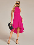 Halterneck Fashion Knee-Length A-Line Wedding Guest Dress Junior Bridesmaid Dresses