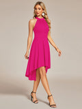 Halterneck Fashion Knee-Length A-Line Wedding Guest Dress Junior Bridesmaid Dresses