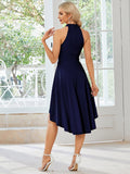 Halterneck Fashion Knee-Length A-Line Wedding Guest Dress Junior Bridesmaid Dresses
