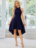 Halterneck Fashion Knee-Length A-Line Wedding Guest Dress Junior Bridesmaid Dresses