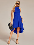 Halterneck Fashion Knee-Length A-Line Wedding Guest Dress Junior Bridesmaid Dresses
