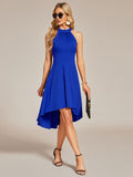 Halterneck Fashion Knee-Length A-Line Wedding Guest Dress Junior Bridesmaid Dresses