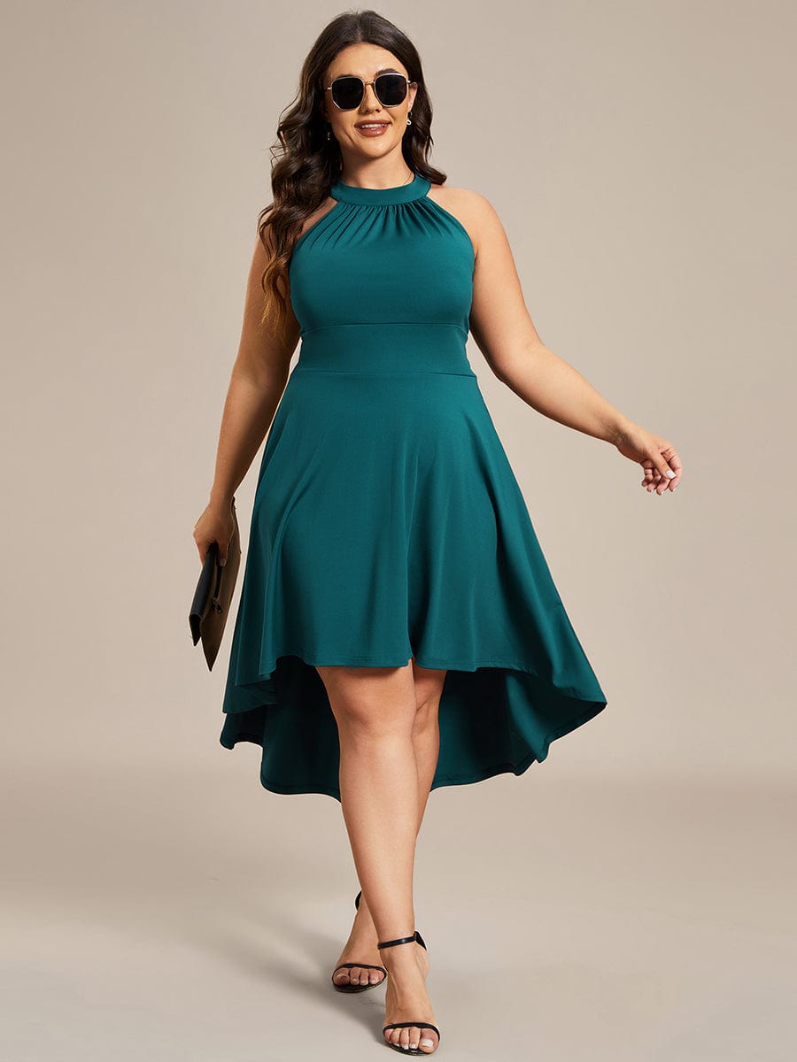 Halterneck Fashion Knee-Length A-Line Wedding Guest Dress Junior Bridesmaid Dresses