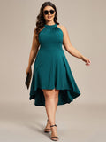 Halterneck Fashion Knee-Length A-Line Wedding Guest Dress Junior Bridesmaid Dresses