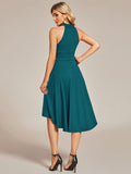 Halterneck Fashion Knee-Length A-Line Wedding Guest Dress Junior Bridesmaid Dresses