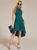 Halterneck Fashion Knee-Length A-Line Wedding Guest Dress Junior Bridesmaid Dresses