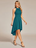 Halterneck Fashion Knee-Length A-Line Wedding Guest Dress Junior Bridesmaid Dresses