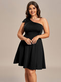 One Shoulder with Bowknot Sleeveless A-Line Summer Mini Dress Junior Bridesmaid Dress Party Homecoming Gowns