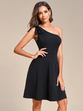 One Shoulder with Bowknot Sleeveless A-Line Summer Mini Dress Junior Bridesmaid Dress Party Homecoming Gowns