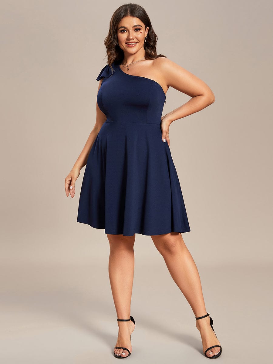 One Shoulder with Bowknot Sleeveless A-Line Summer Mini Dress Junior Bridesmaid Dress Party Homecoming Gowns