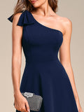One Shoulder with Bowknot Sleeveless A-Line Summer Mini Dress Junior Bridesmaid Dress Party Homecoming Gowns
