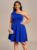 One Shoulder with Bowknot Sleeveless A-Line Summer Mini Dress Junior Bridesmaid Dress Party Homecoming Gowns