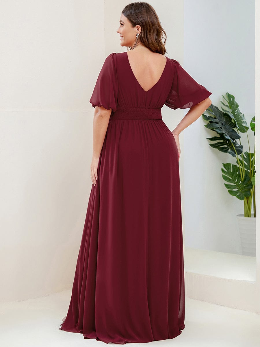 Benutzerdefinierte Größe V-Ausschnitt vorne Schlitz Chiffon Abendkleid Damen formale Ball Party Kleider