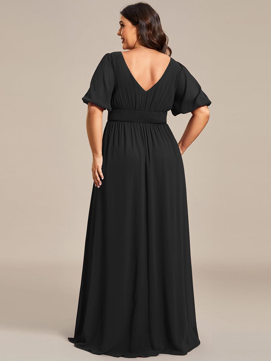 Benutzerdefinierte Größe V-Ausschnitt vorne Schlitz Chiffon Abendkleid Damen formale Ball Party Kleider