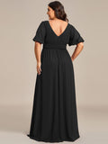 Benutzerdefinierte Größe V-Ausschnitt vorne Schlitz Chiffon Abendkleid Damen formale Ball Party Kleider
