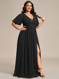 Benutzerdefinierte Größe V-Ausschnitt vorne Schlitz Chiffon Abendkleid Damen formale Ball Party Kleider