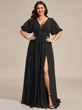 Benutzerdefinierte Größe V-Ausschnitt vorne Schlitz Chiffon Abendkleid Damen formale Ball Party Kleider
