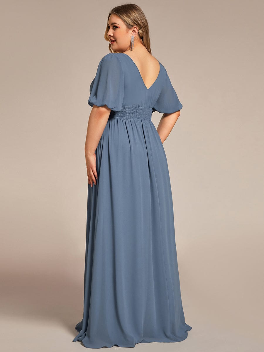 Benutzerdefinierte Größe V-Ausschnitt vorne Schlitz Chiffon Abendkleid Damen formale Ball Party Kleider