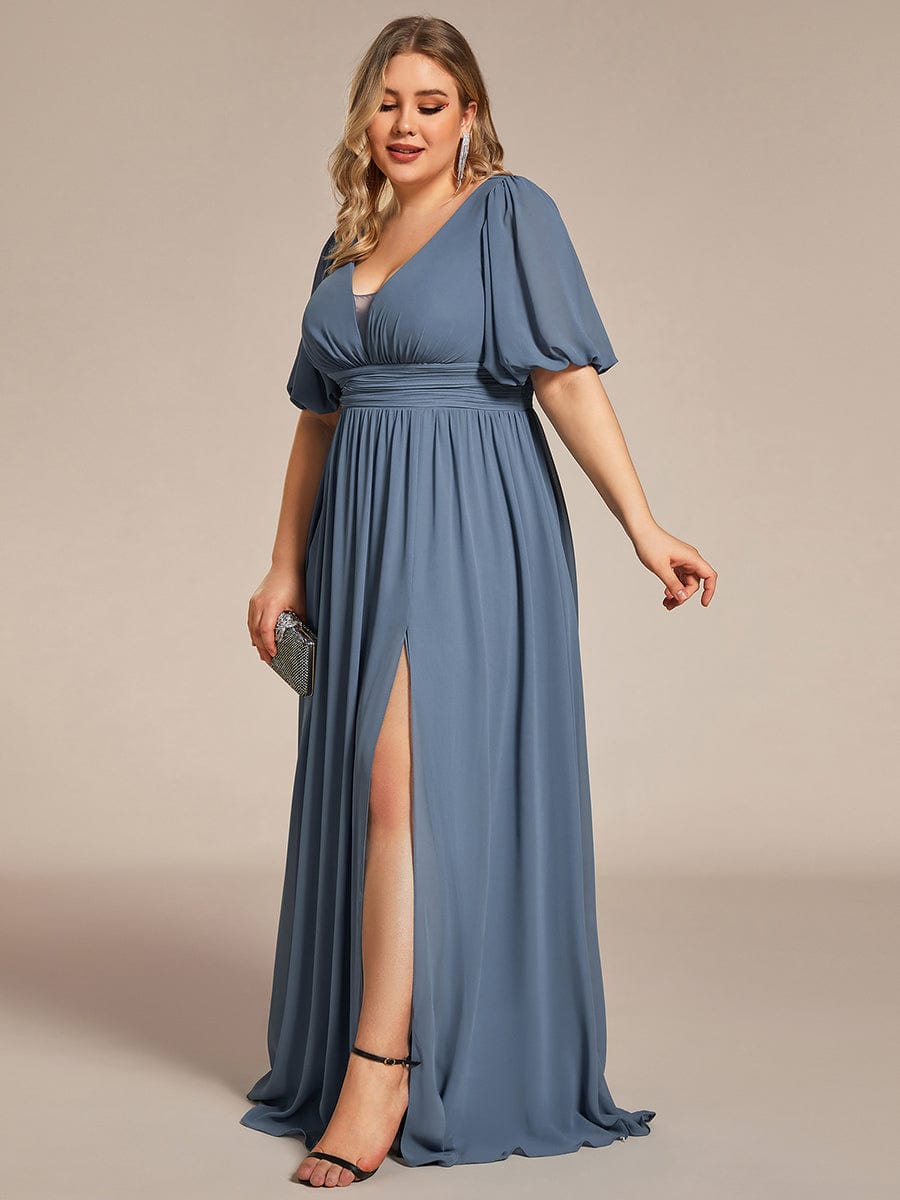 Benutzerdefinierte Größe V-Ausschnitt vorne Schlitz Chiffon Abendkleid Damen formale Ball Party Kleider