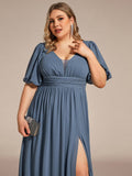 Benutzerdefinierte Größe V-Ausschnitt vorne Schlitz Chiffon Abendkleid Damen formale Ball Party Kleider