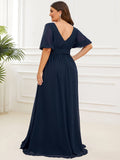 Benutzerdefinierte Größe V-Ausschnitt vorne Schlitz Chiffon Abendkleid Damen formale Ball Party Kleider