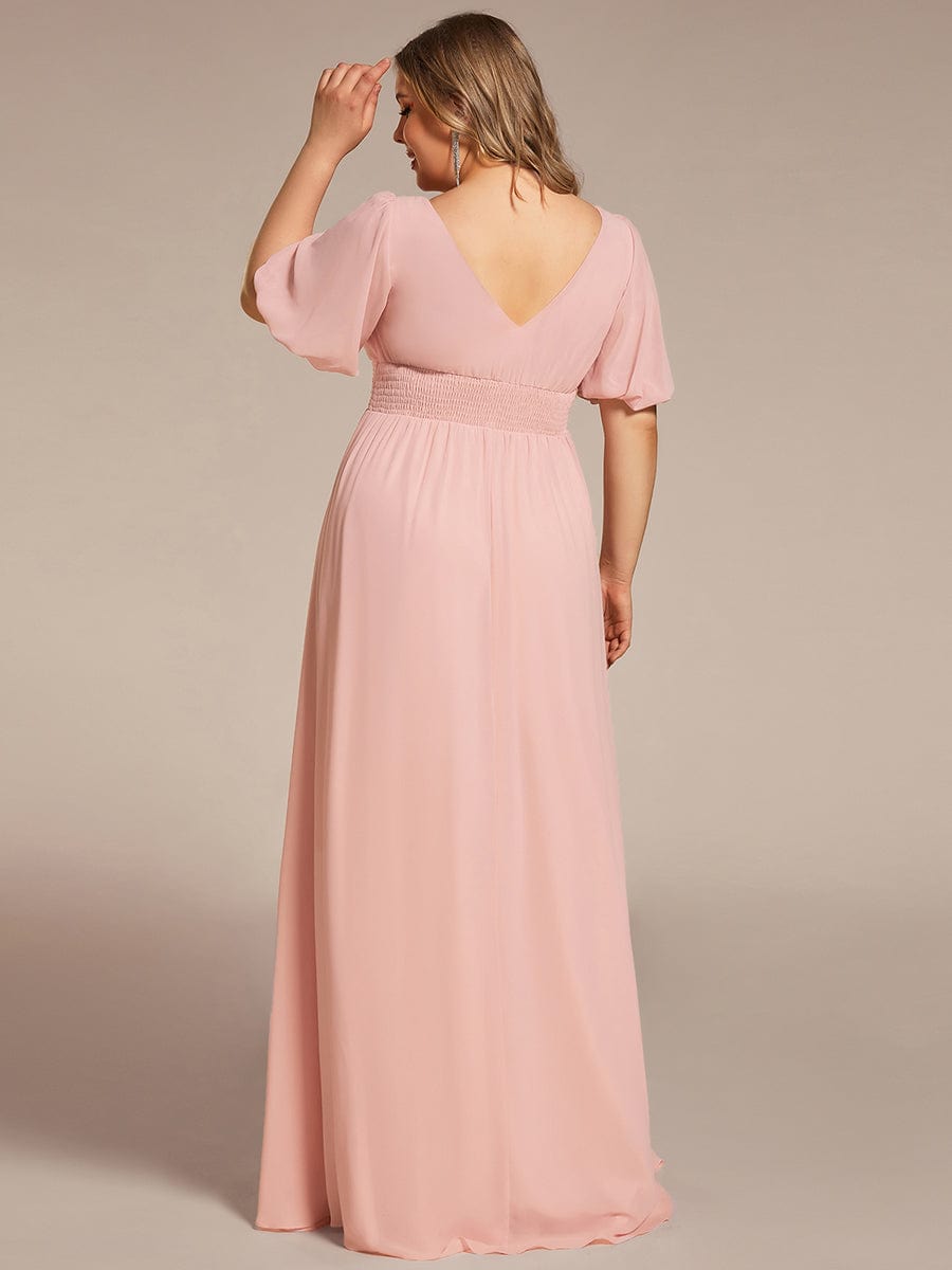 Benutzerdefinierte Größe V-Ausschnitt vorne Schlitz Chiffon Abendkleid Damen formale Ball Party Kleider