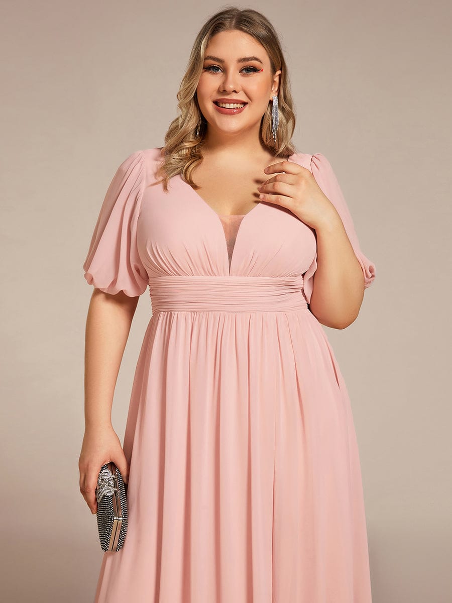 Benutzerdefinierte Größe V-Ausschnitt vorne Schlitz Chiffon Abendkleid Damen formale Ball Party Kleider