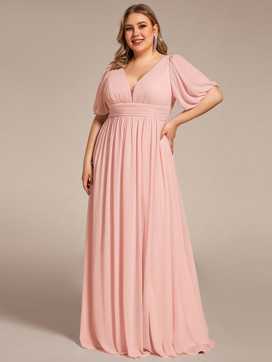 Benutzerdefinierte Größe V-Ausschnitt vorne Schlitz Chiffon Abendkleid Damen formale Ball Party Kleider