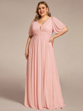 Benutzerdefinierte Größe V-Ausschnitt vorne Schlitz Chiffon Abendkleid Damen formale Ball Party Kleider