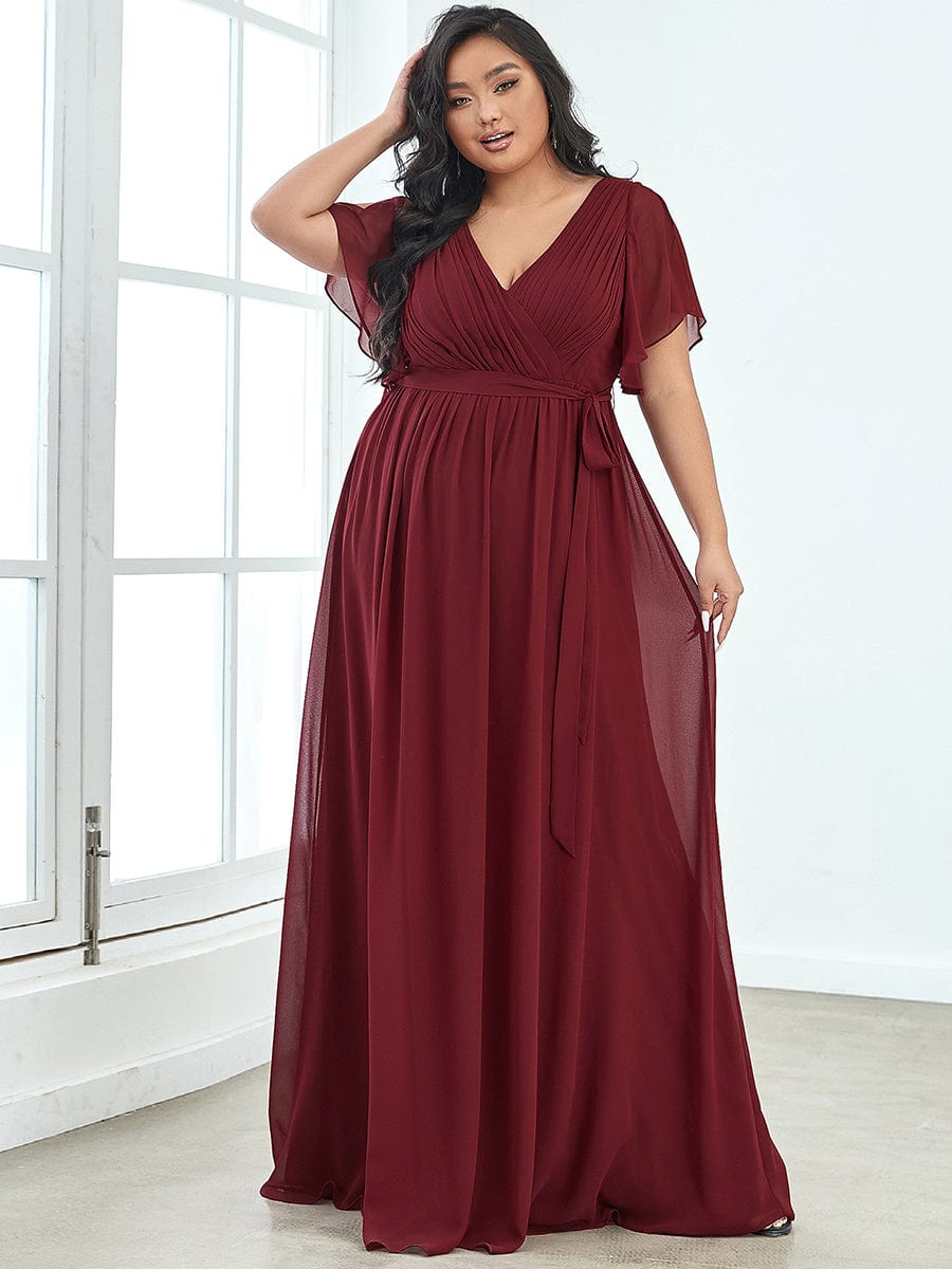 Benutzerdefinierte Größe Krawatte-Taille Plissee A-Linie Abendkleid Damen formale Ballkleider