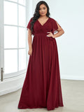 A-Line Pleated Chiffon Tie-Waist Evening Dress Formal Gowns Mother of the Bride Dresses