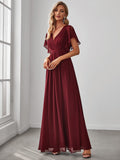 A-Line Pleated Chiffon Tie-Waist Evening Dress Formal Gowns Mother of the Bride Dresses