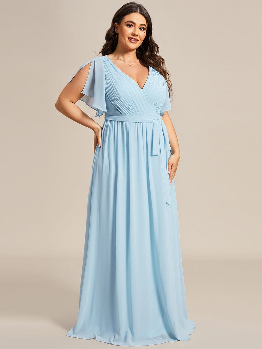 Benutzerdefinierte Größe Krawatte-Taille Plissee A-Linie Abendkleid Damen formale Ballkleider