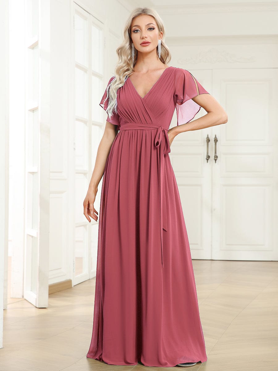 Benutzerdefinierte Größe Krawatte-Taille Plissee A-Linie Abendkleid Damen formale Ballkleider