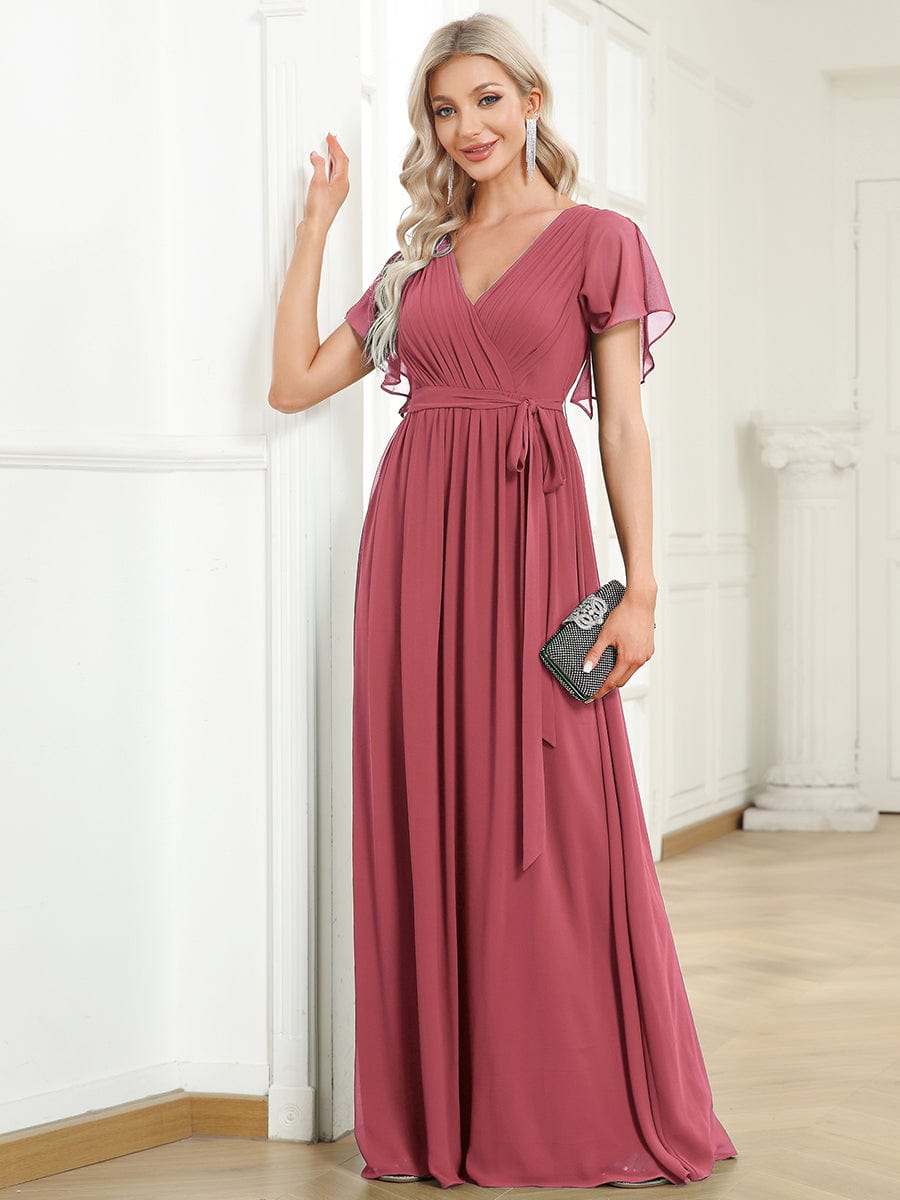Benutzerdefinierte Größe Krawatte-Taille Plissee A-Linie Abendkleid Damen formale Ballkleider