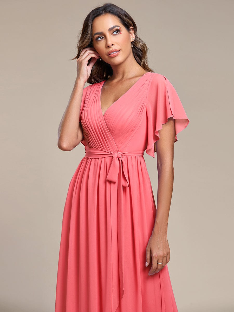 Benutzerdefinierte Größe Krawatte-Taille Plissee A-Linie Abendkleid Damen formale Ballkleider