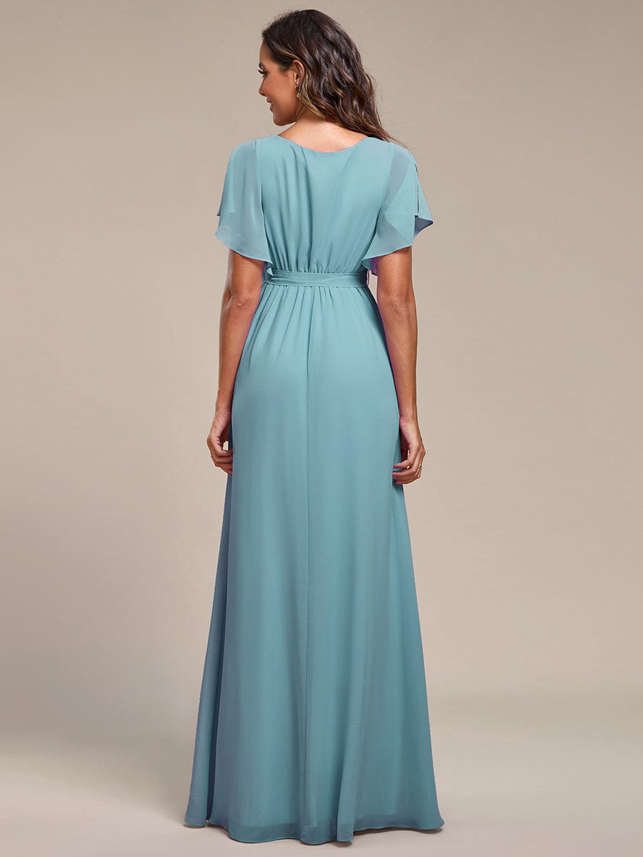Benutzerdefinierte Größe Krawatte-Taille Plissee A-Linie Abendkleid Damen formale Ballkleider
