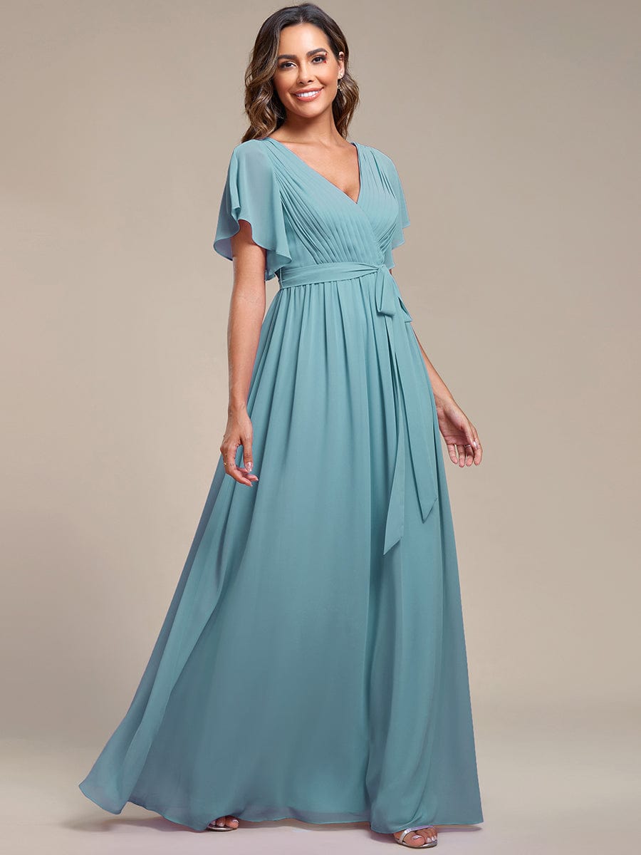 Benutzerdefinierte Größe Krawatte-Taille Plissee A-Linie Abendkleid Damen formale Ballkleider