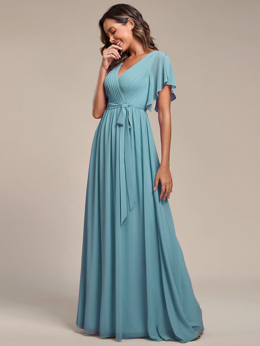 Benutzerdefinierte Größe Krawatte-Taille Plissee A-Linie Abendkleid Damen formale Ballkleider