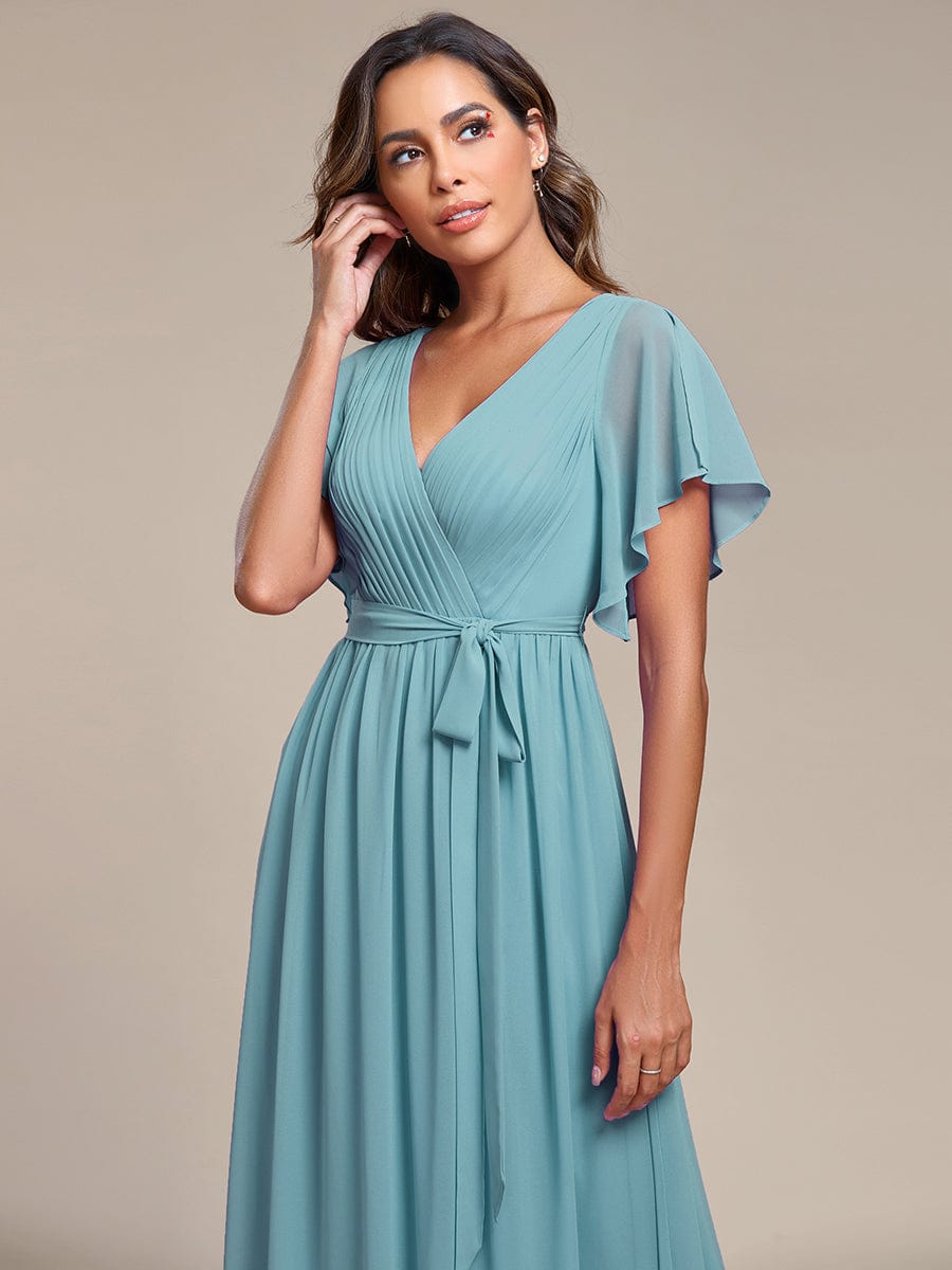 Benutzerdefinierte Größe Krawatte-Taille Plissee A-Linie Abendkleid Damen formale Ballkleider