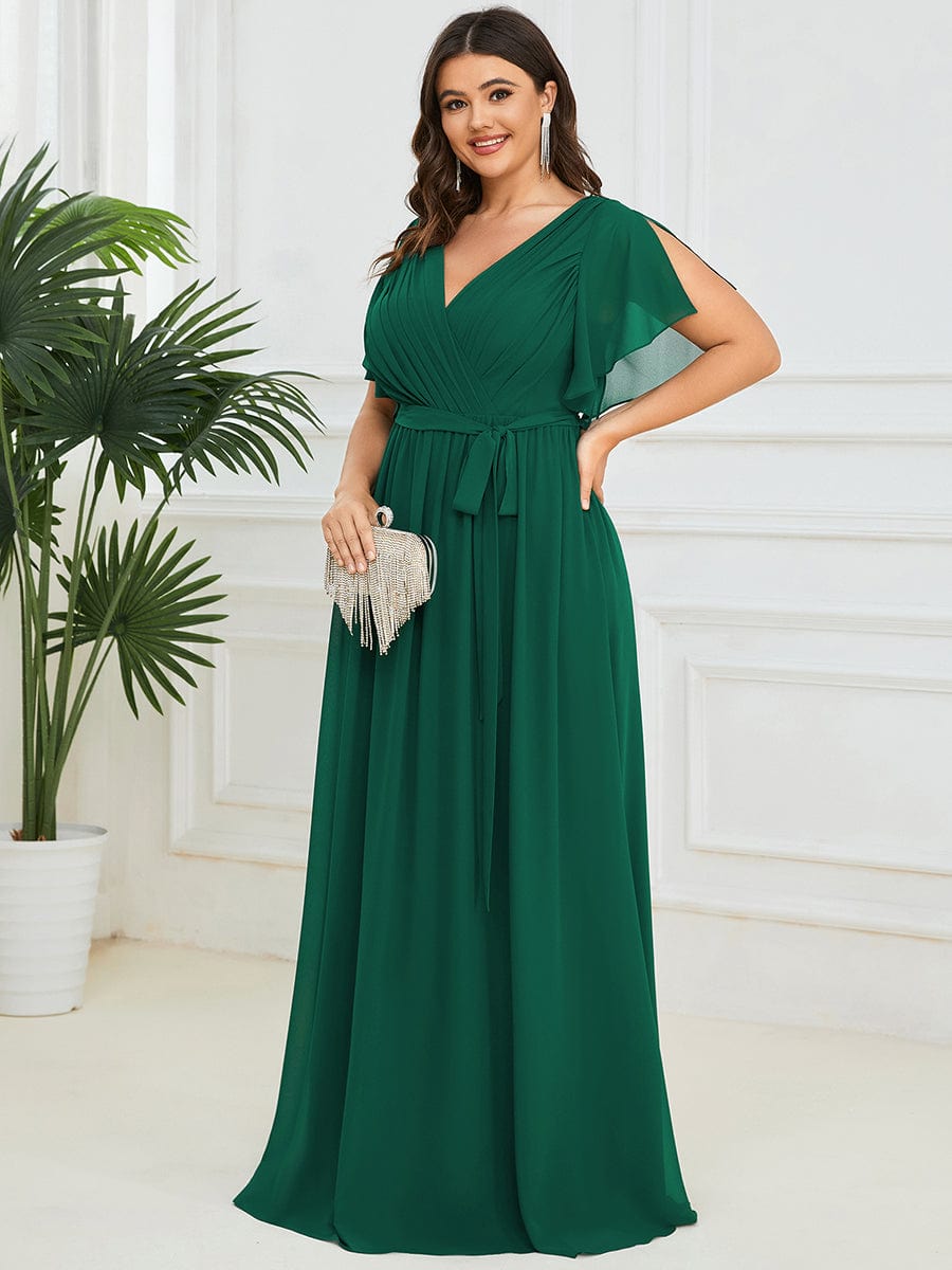 Benutzerdefinierte Größe Krawatte-Taille Plissee A-Linie Abendkleid Damen formale Ballkleider