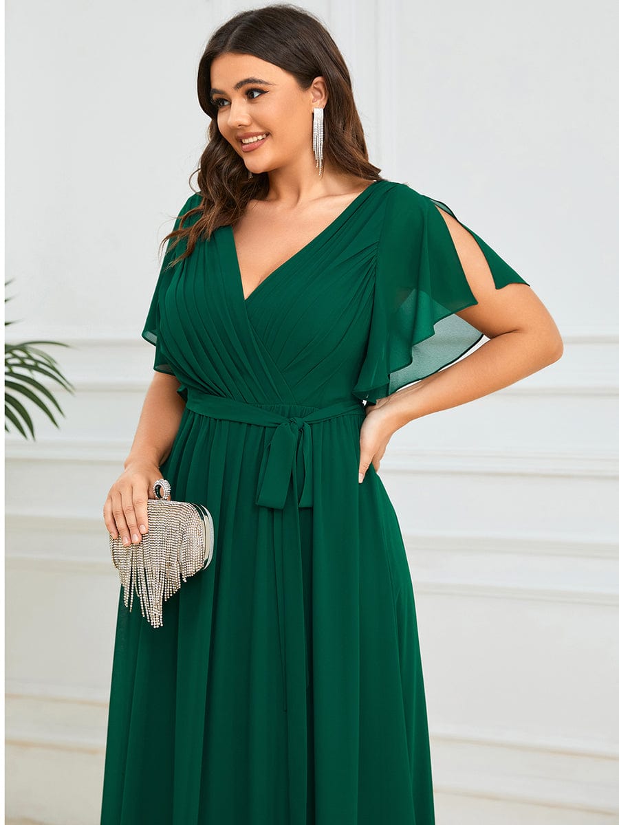 Benutzerdefinierte Größe Krawatte-Taille Plissee A-Linie Abendkleid Damen formale Ballkleider