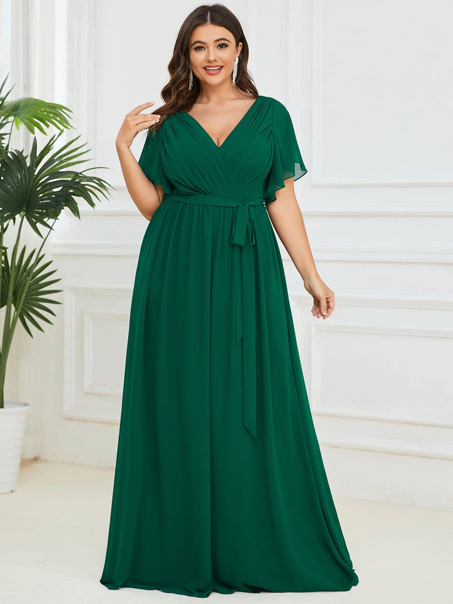Benutzerdefinierte Größe Krawatte-Taille Plissee A-Linie Abendkleid Damen formale Ballkleider