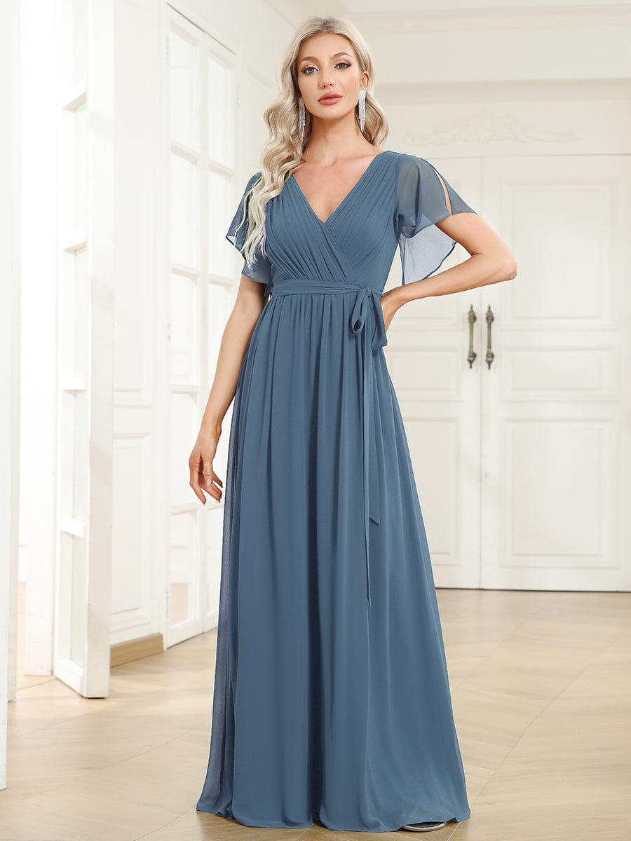 Benutzerdefinierte Größe Krawatte-Taille Plissee A-Linie Abendkleid Damen formale Ballkleider