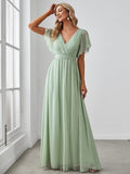 A-Line Pleated Chiffon Tie-Waist Evening Dress Formal Gowns Mother of the Bride Dresses