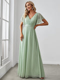 A-Line Pleated Chiffon Tie-Waist Evening Dress Formal Gowns Mother of the Bride Dresses