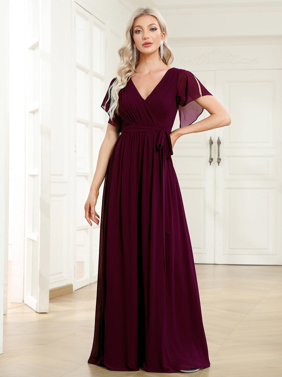 Benutzerdefinierte Größe Krawatte-Taille Plissee A-Linie Abendkleid Damen formale Ballkleider