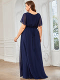 Benutzerdefinierte Größe Krawatte-Taille Plissee A-Linie Abendkleid Damen formale Ballkleider