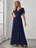 A-Line Pleated Chiffon Tie-Waist Evening Dress Formal Gowns Mother of the Bride Dresses